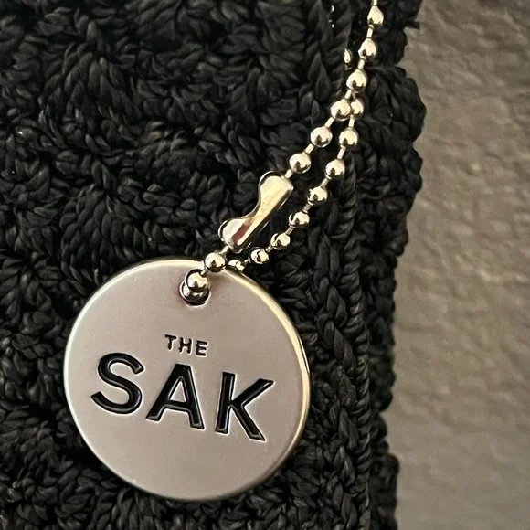 The Sak Black Crochet Woven Crossbody Small Purse Hand Bag 7x6in - Picture 5 of 9